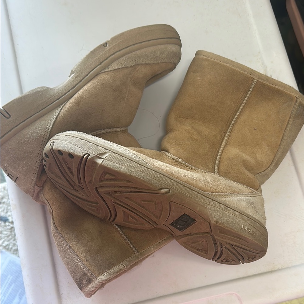 UGG Tan Winter Boots with Moc-Toe Design